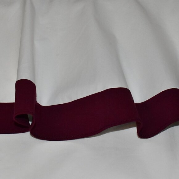 Sugar + Lips Amy Beaufort Linen Co. Off The Shoulder Top White Maroon Si… - Picture 7 of 12